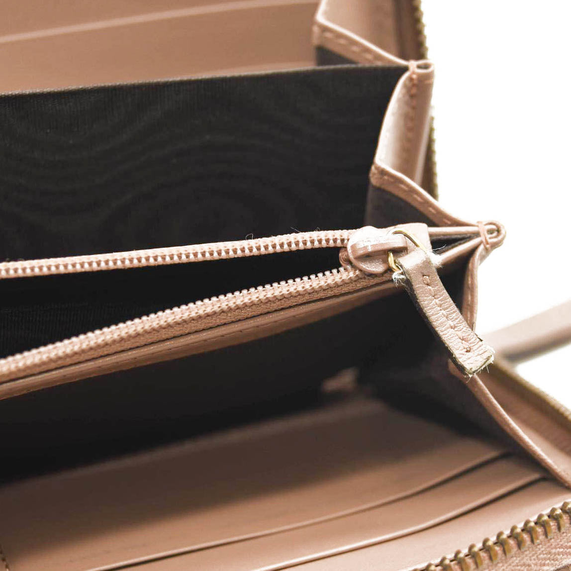 GUCCI Calfskin Matelasse Pearly GG Marmont Zip Around Wallet Porcelain Rose