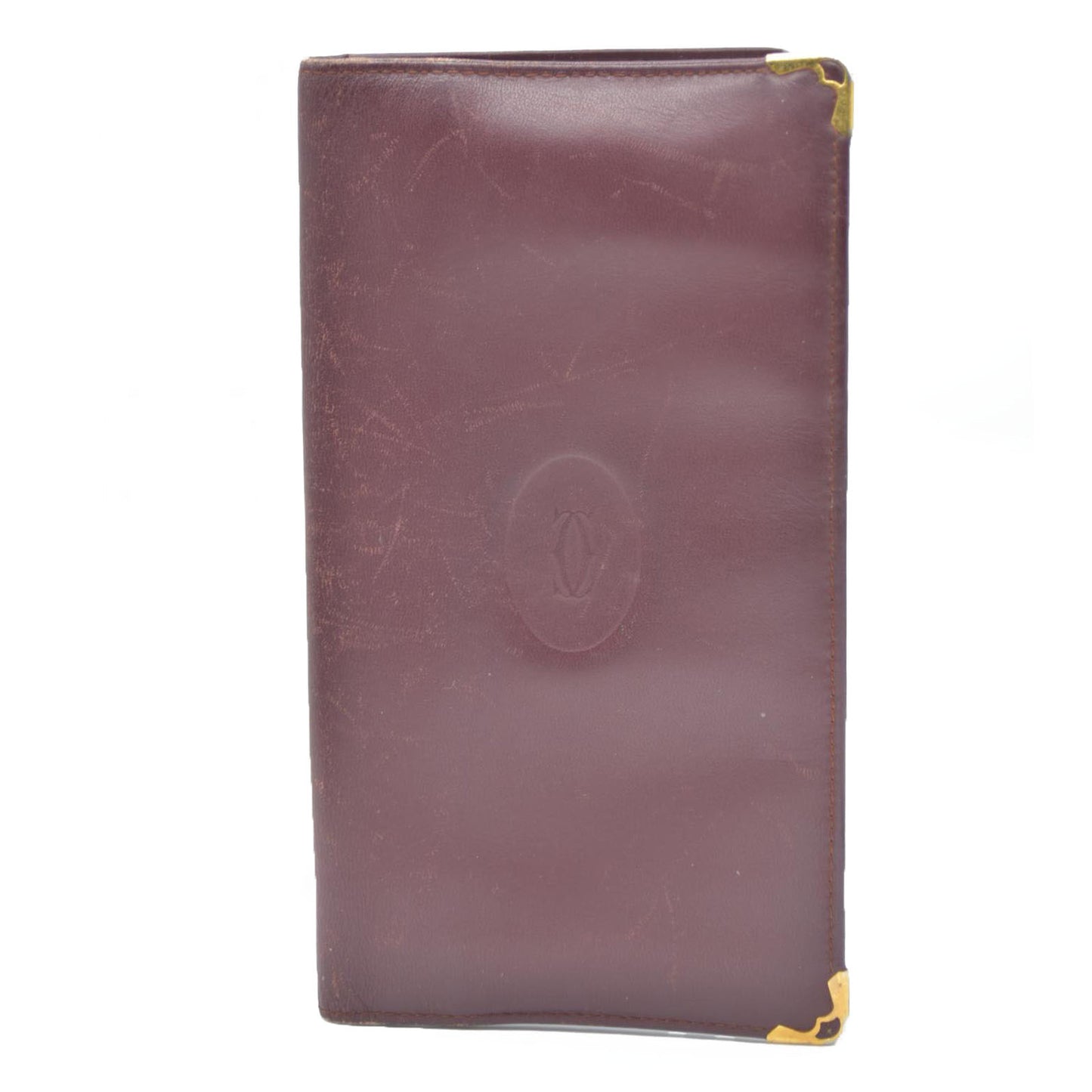 Must de Cartier Leather Bifold Long Wallet Bordeaux