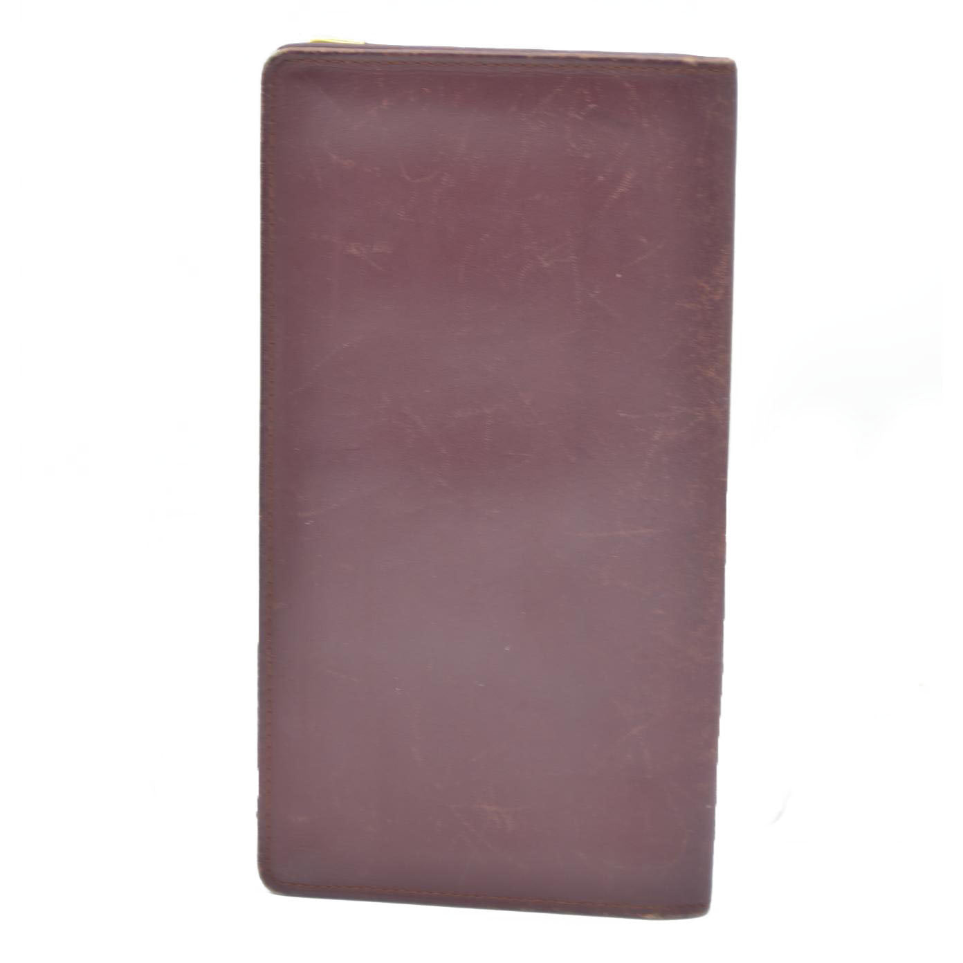Must de Cartier Leather Bifold Long Wallet Bordeaux