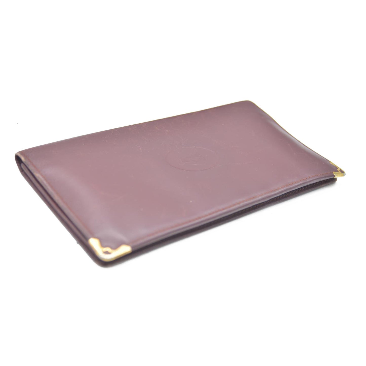 Must de Cartier Leather Bifold Long Wallet Bordeaux