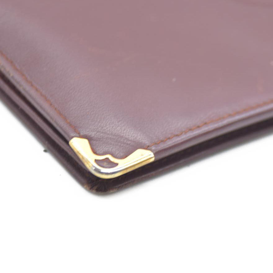 Must de Cartier Leather Bifold Long Wallet Bordeaux