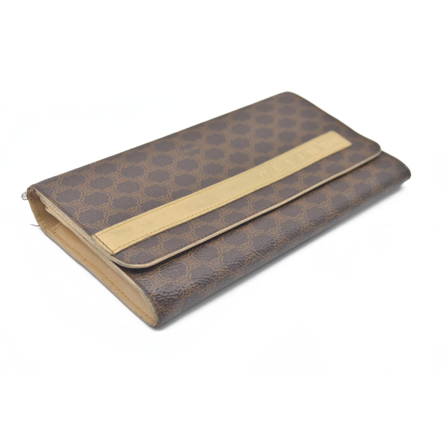 CELINE Bi-fold Long Wallet Brown Macadam Billfold PVC