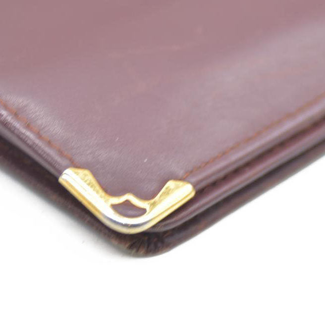 Must de Cartier Leather Bifold Long Wallet Bordeaux