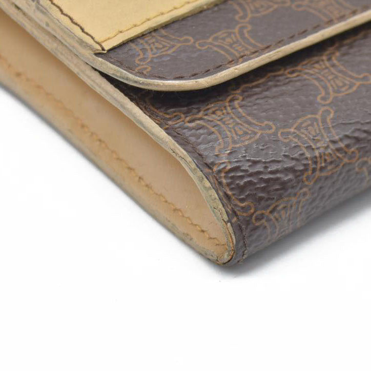 CELINE Bi-fold Long Wallet Brown Macadam Billfold PVC