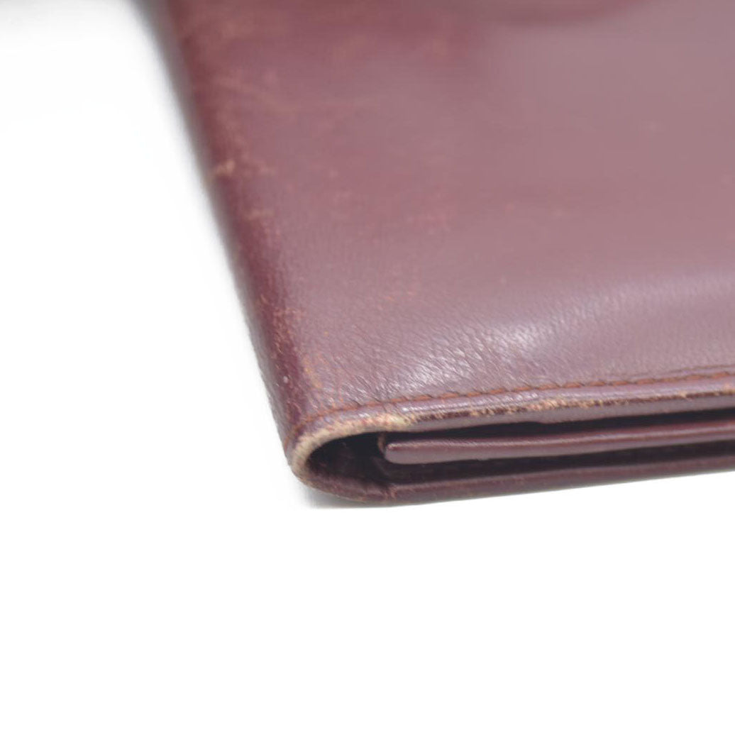 Must de Cartier Leather Bifold Long Wallet Bordeaux