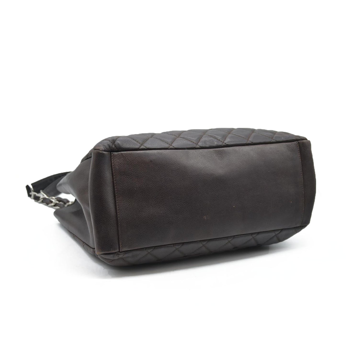 AUCTION $2900 Chanel  Caviar Quilted Grand Shopping Tote GST Brown Silver Hardware 2009