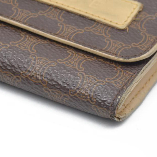 CELINE Bi-fold Long Wallet Brown Macadam Billfold PVC