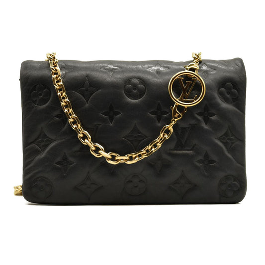 Louis Vuitton  Lambskin Embossed Monogram Pochette Coussin Black