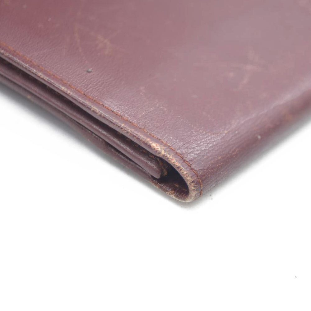 Must de Cartier Leather Bifold Long Wallet Bordeaux