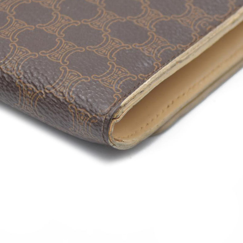 CELINE Bi-fold Long Wallet Brown Macadam Billfold PVC