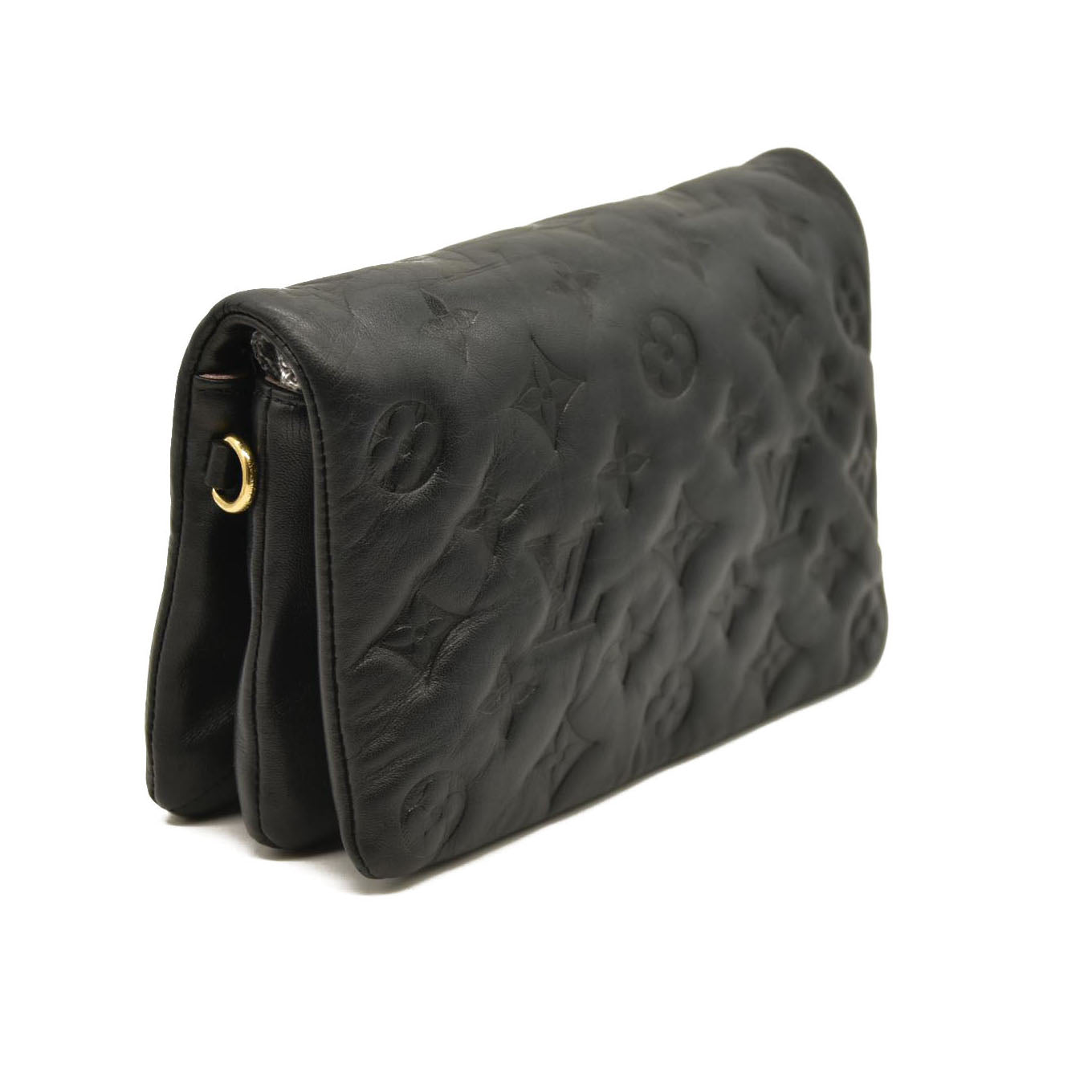 Louis Vuitton  Lambskin Embossed Monogram Pochette Coussin Black