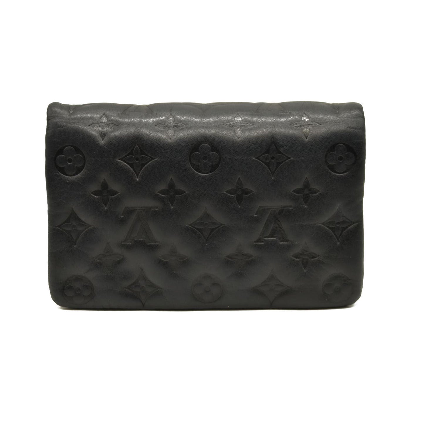 Louis Vuitton  Lambskin Embossed Monogram Pochette Coussin Black