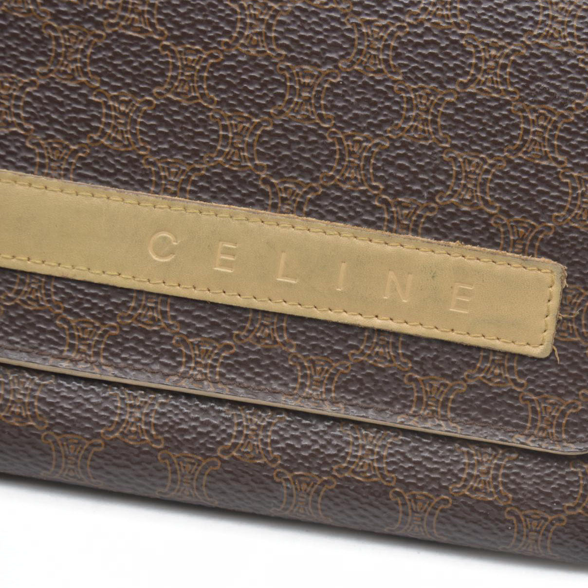 CELINE Bi-fold Long Wallet Brown Macadam Billfold PVC