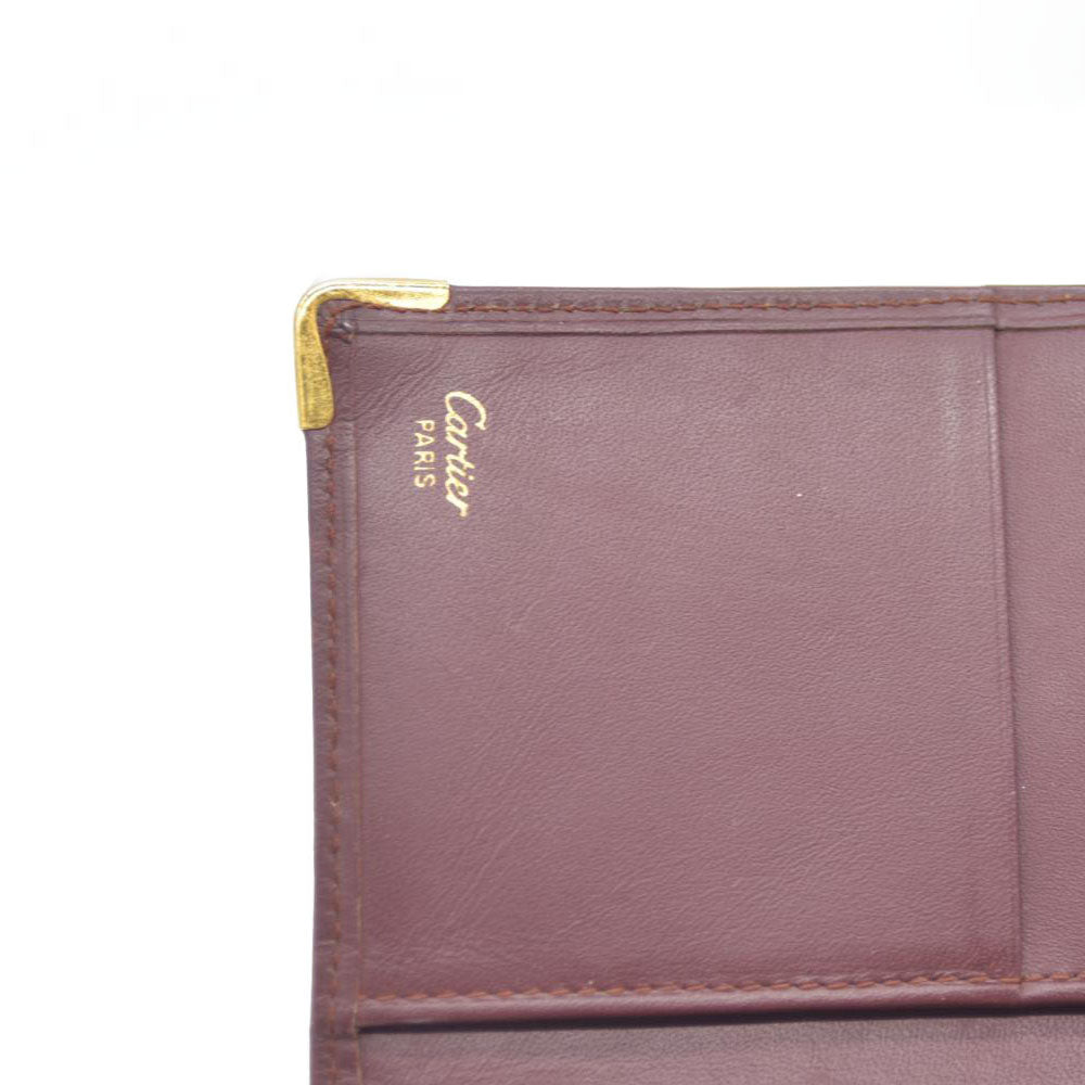 Must de Cartier Leather Bifold Long Wallet Bordeaux