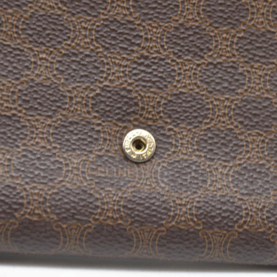 CELINE Bi-fold Long Wallet Brown Macadam Billfold PVC