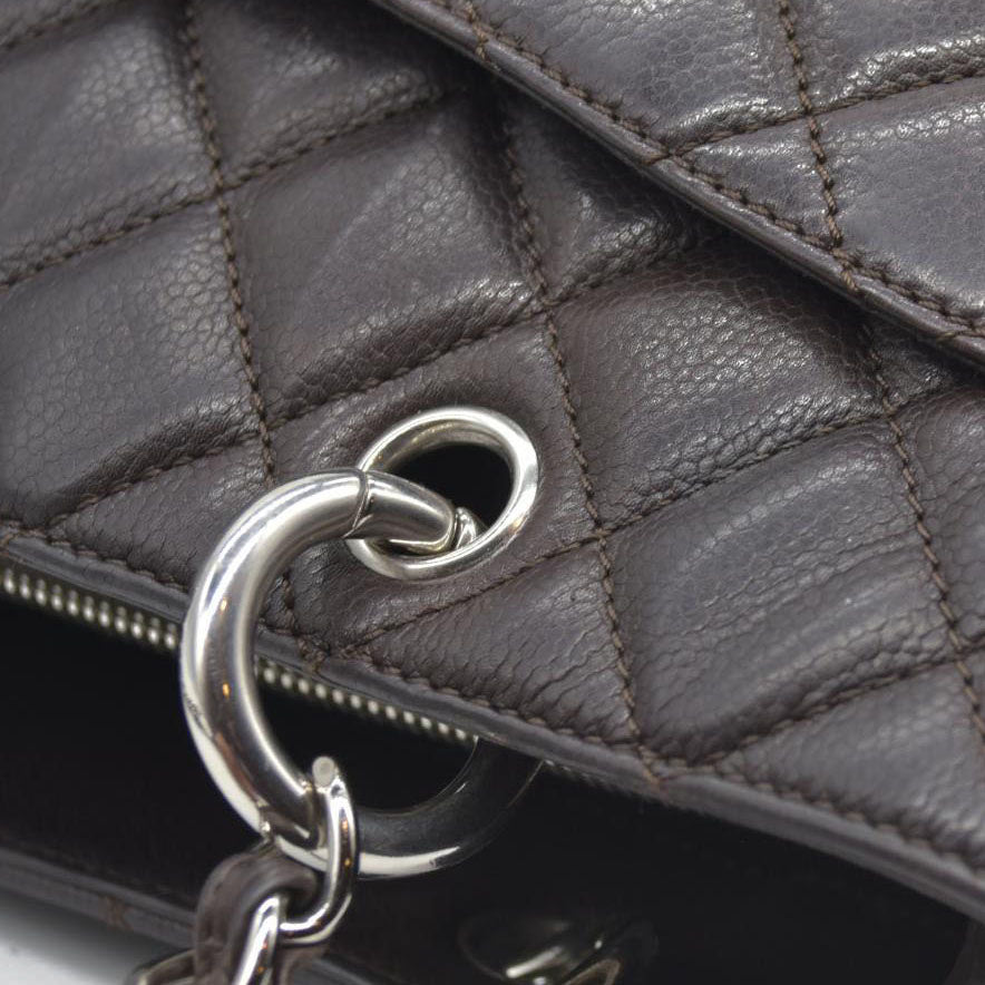 AUCTION $2900 Chanel  Caviar Quilted Grand Shopping Tote GST Brown Silver Hardware 2009