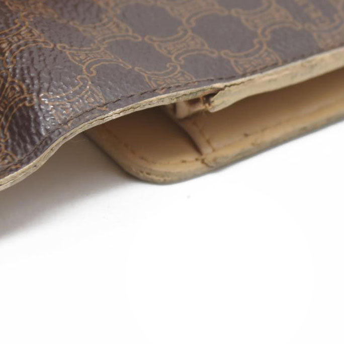 CELINE Bi-fold Long Wallet Brown Macadam Billfold PVC