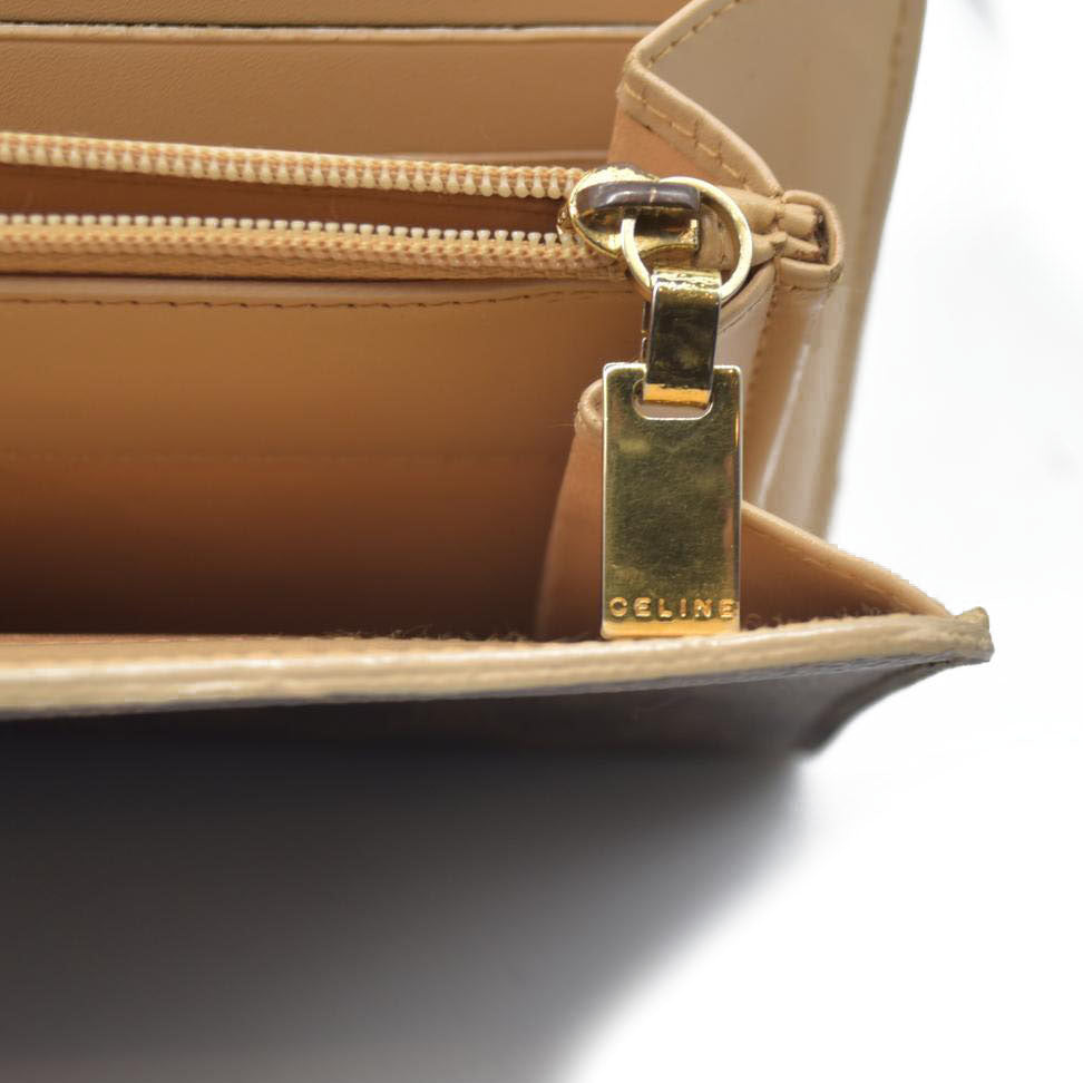 CELINE Bi-fold Long Wallet Brown Macadam Billfold PVC