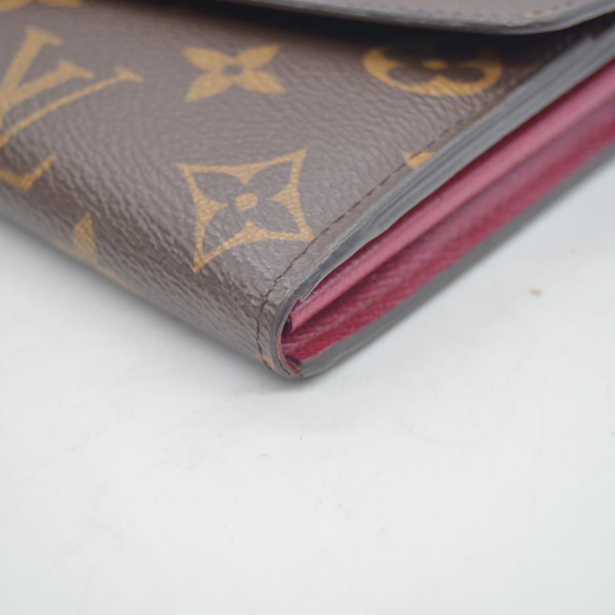 $775 2020 Louis Vuitton Monogram Sarah NM Fuchsia Wallet MI4280