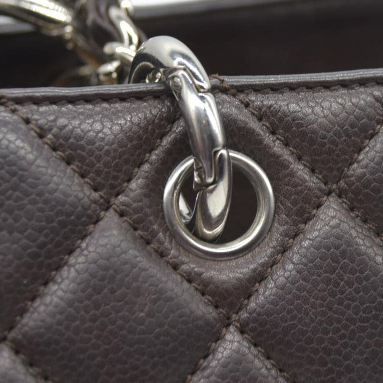AUCTION $2900 Chanel  Caviar Quilted Grand Shopping Tote GST Brown Silver Hardware 2009