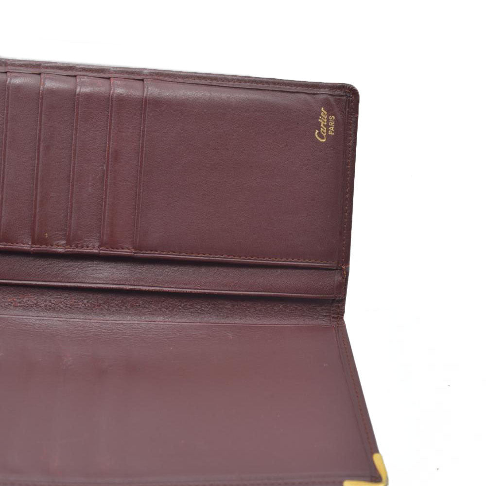 Cartier Vintage Burgundy Bifold Leather Wallet