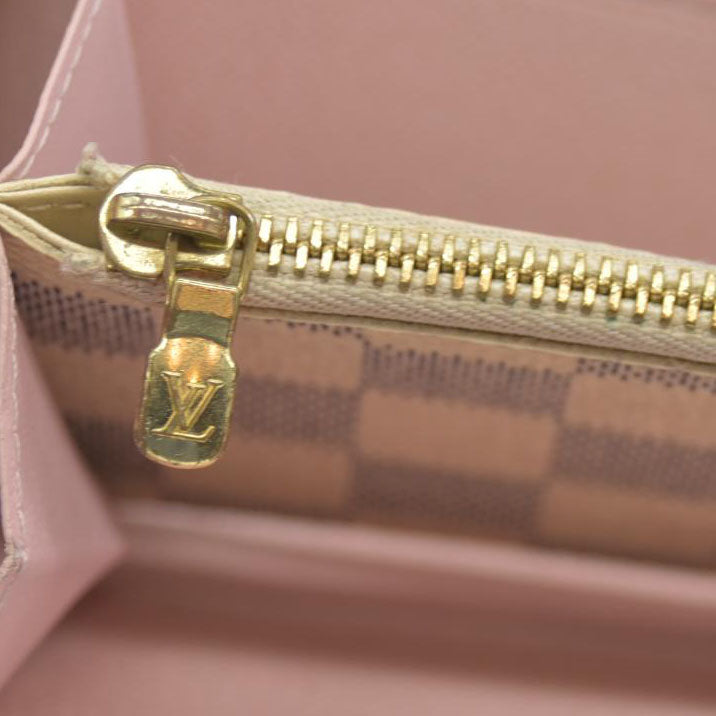 LOUIS VUITTON Damier Azur Clemence Wallet Rose Ballerine SD3129