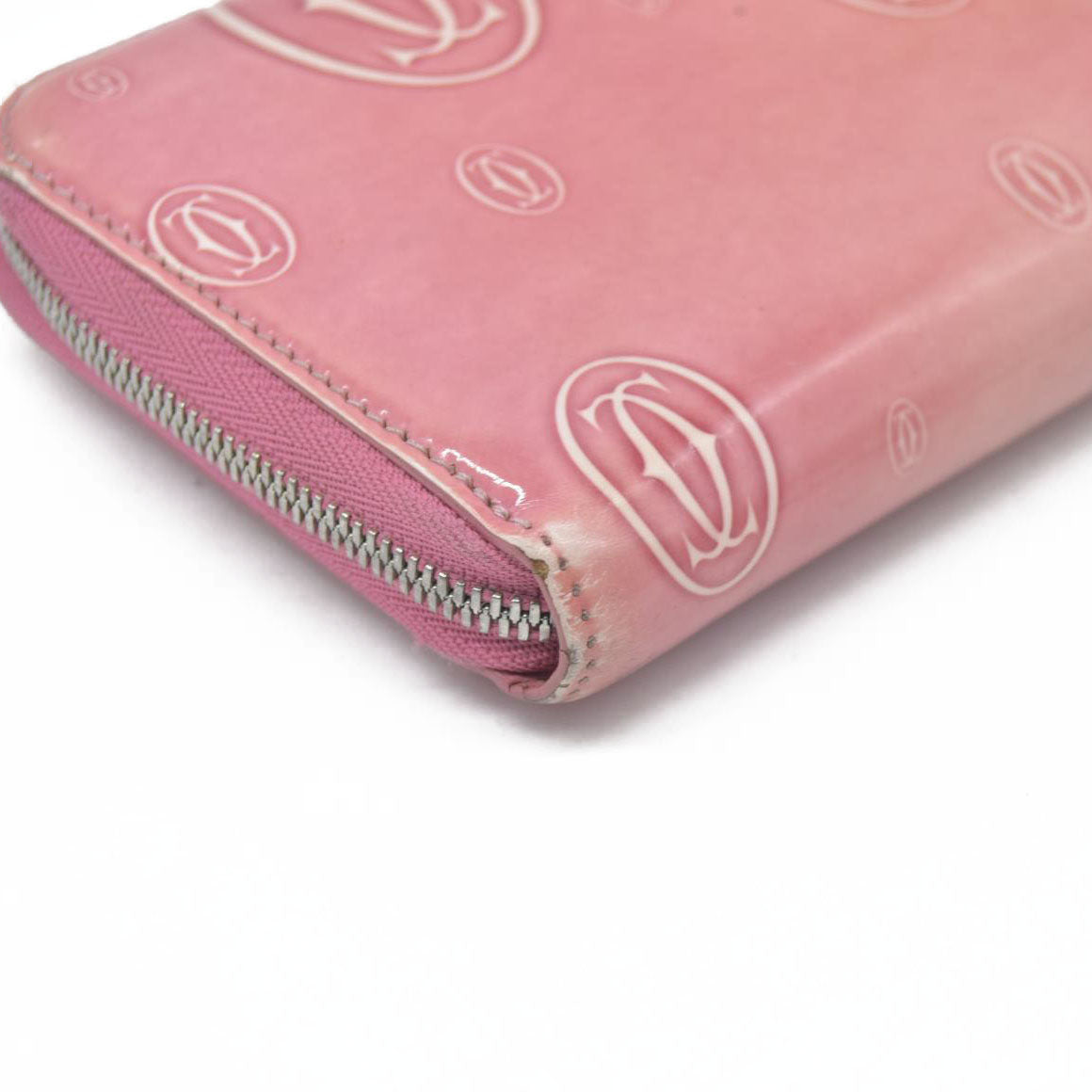 Cartier Patent leather Logo Wallet Pink