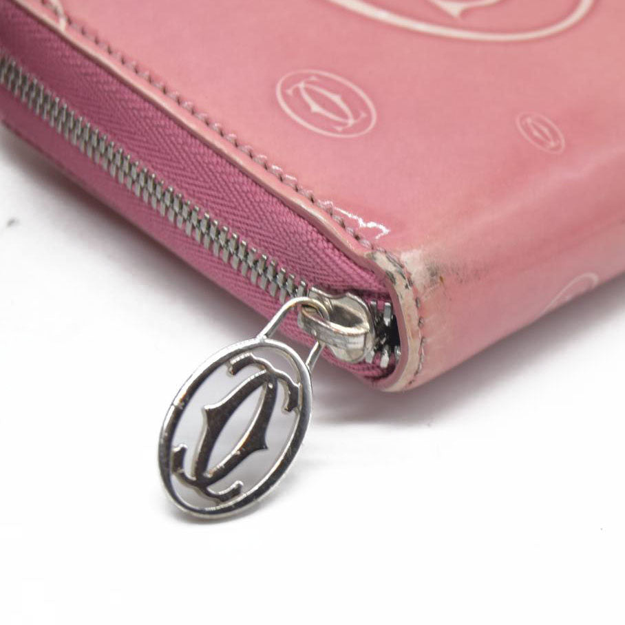 Cartier Patent leather Logo Wallet Pink