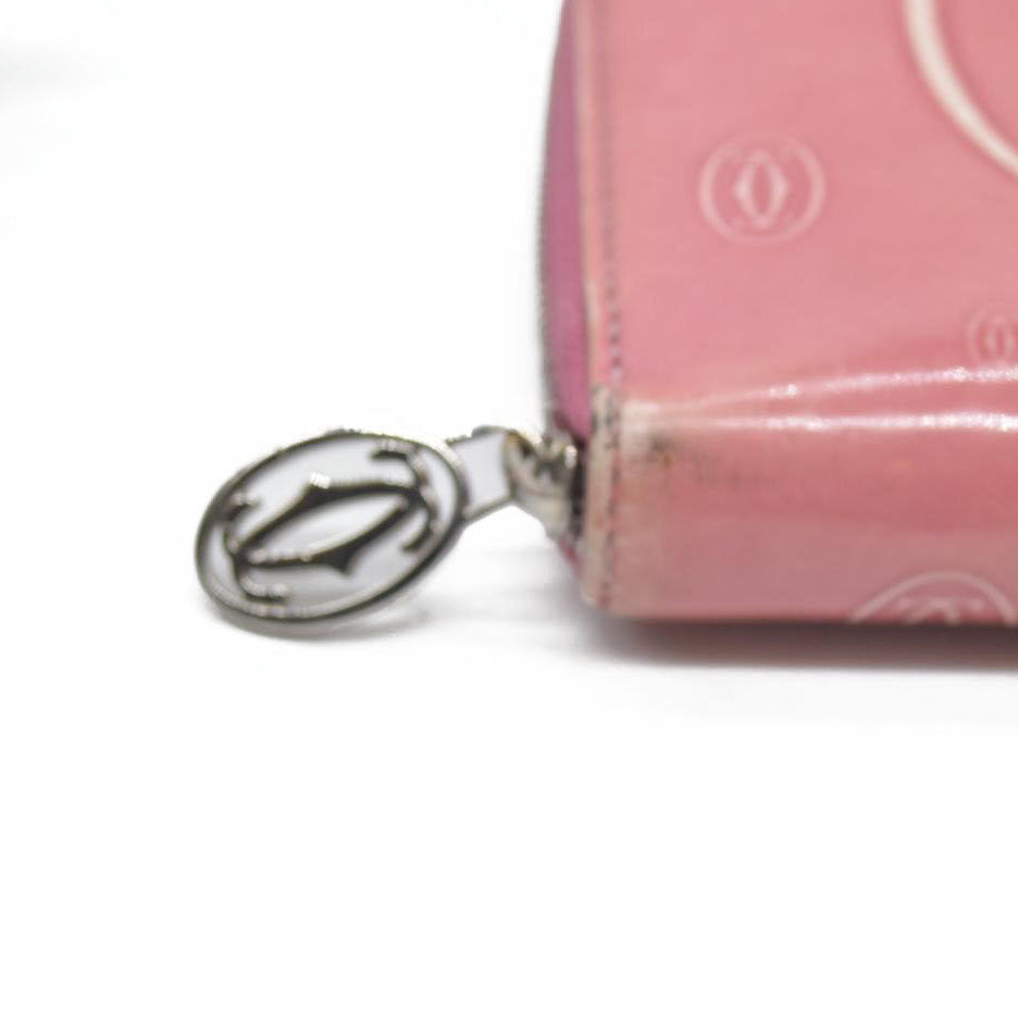 Cartier Patent leather Logo Wallet Pink