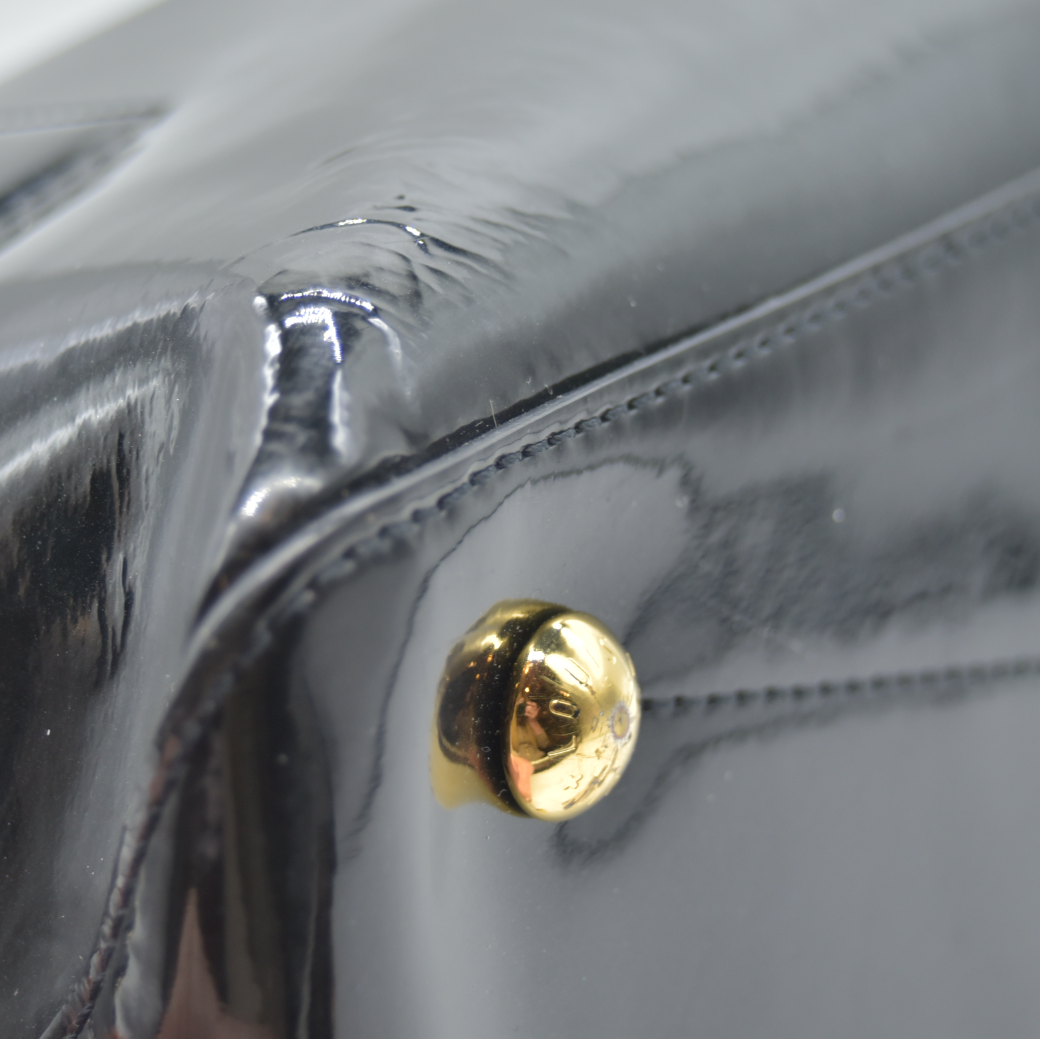 $2270 2018 Louis Vuitton Patent Calfskin Miroir Tote Black SN0188