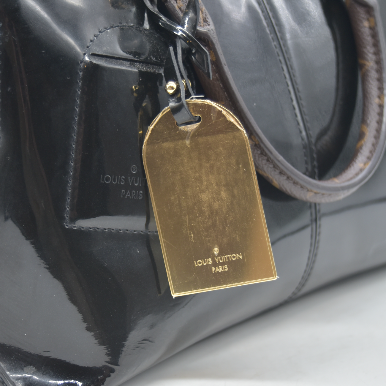 $2270 2018 Louis Vuitton Patent Calfskin Miroir Tote Black SN0188