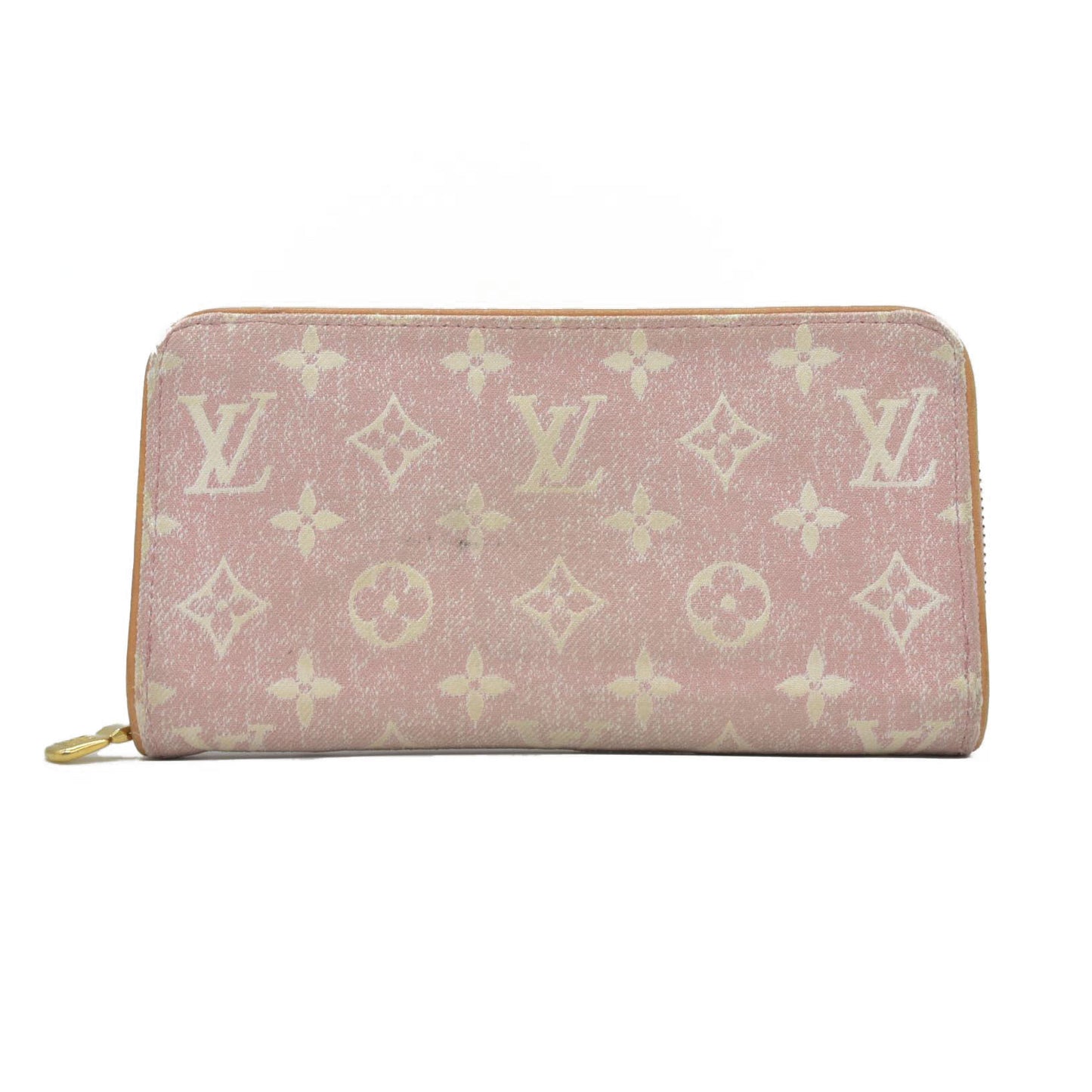 $1060 Louis Vuitton Denim Monogram Jacquard Zippy Wallet Pink