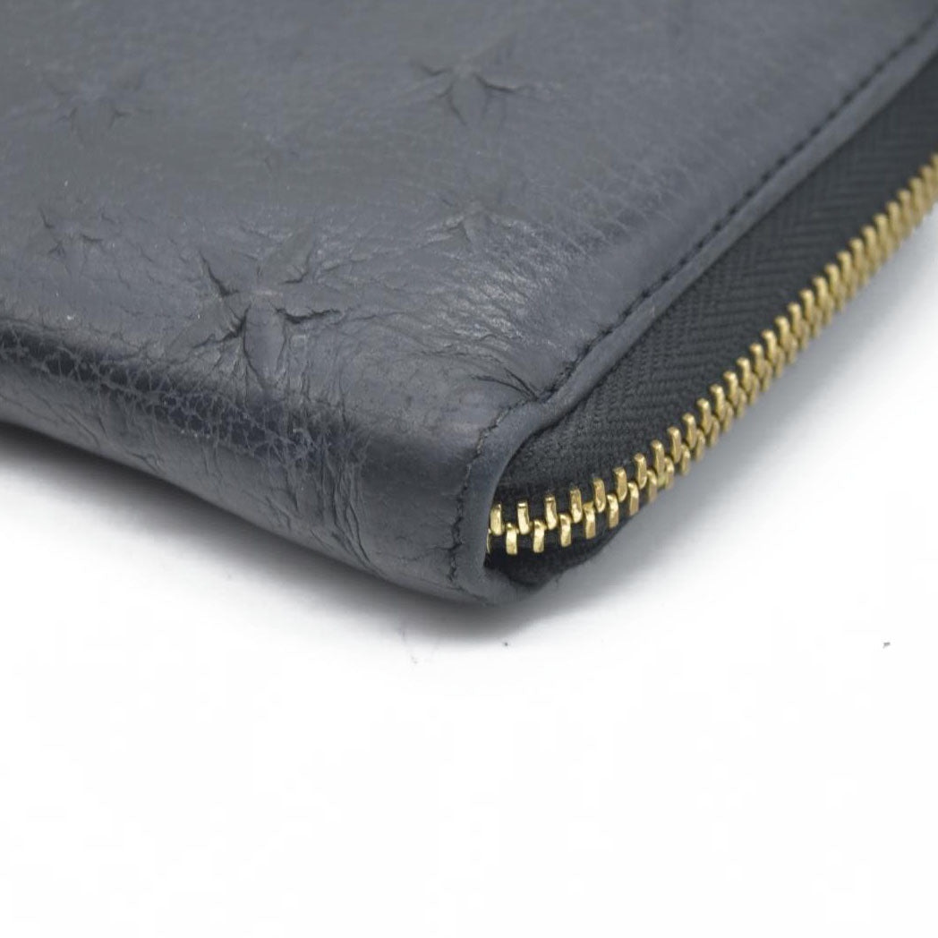 JIMMY CHOO Zip Around Leather Long Wallet Black with Star Studs