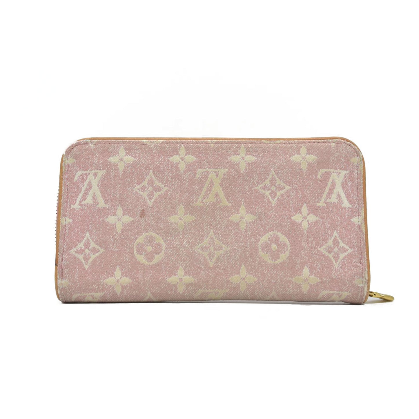 $1060 Louis Vuitton Denim Monogram Jacquard Zippy Wallet Pink