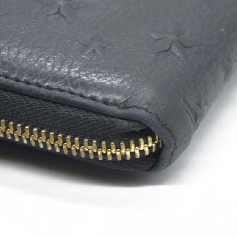 JIMMY CHOO Zip Around Leather Long Wallet Black with Star Studs