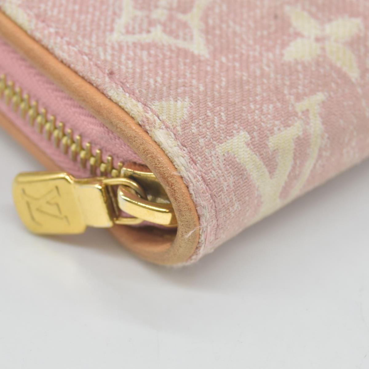 $1060 Louis Vuitton Denim Monogram Jacquard Zippy Wallet Pink
