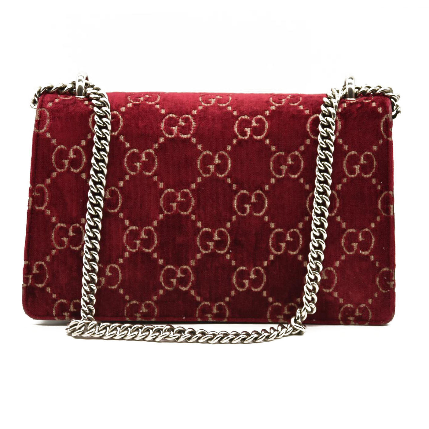 Gucci  Velvet Skipper Crystal GG Monogram Small Dionysus Shoulder Bag Red Cipria Black Black Diamond