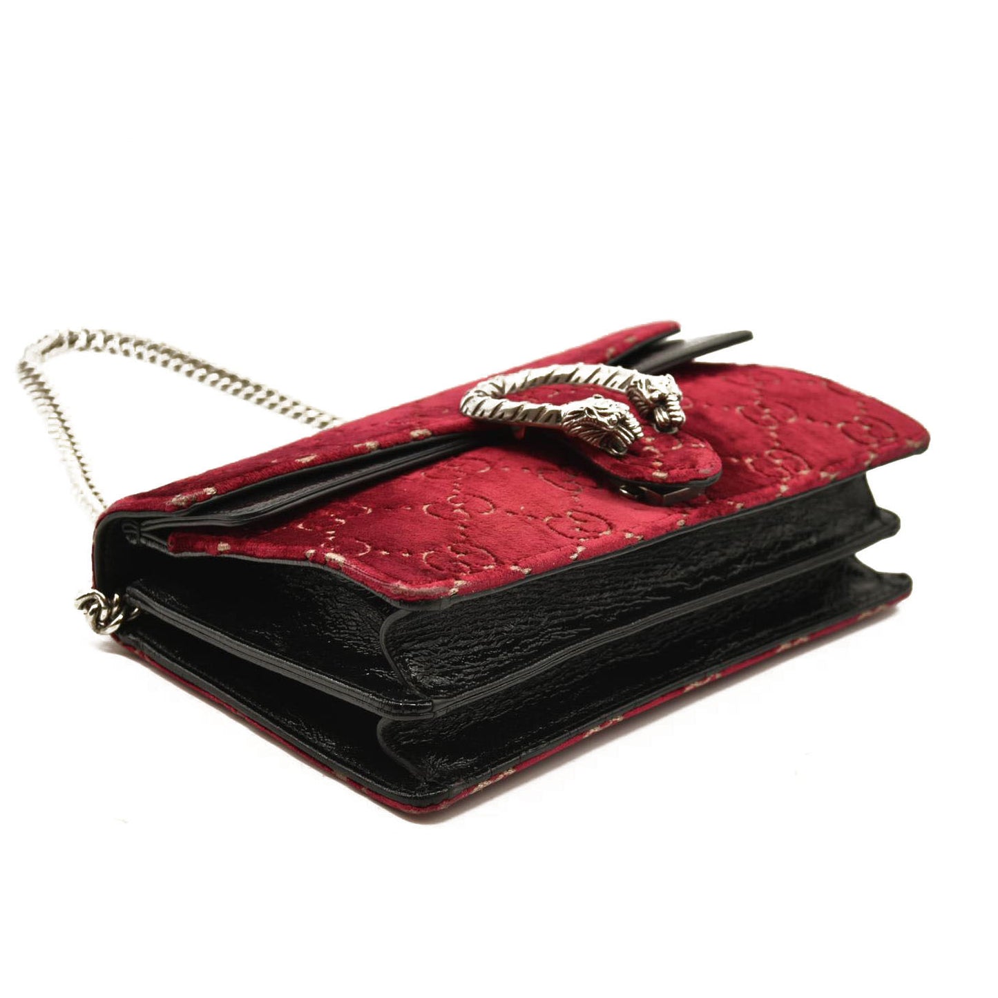 Gucci  Velvet Skipper Crystal GG Monogram Small Dionysus Shoulder Bag Red Cipria Black Black Diamond