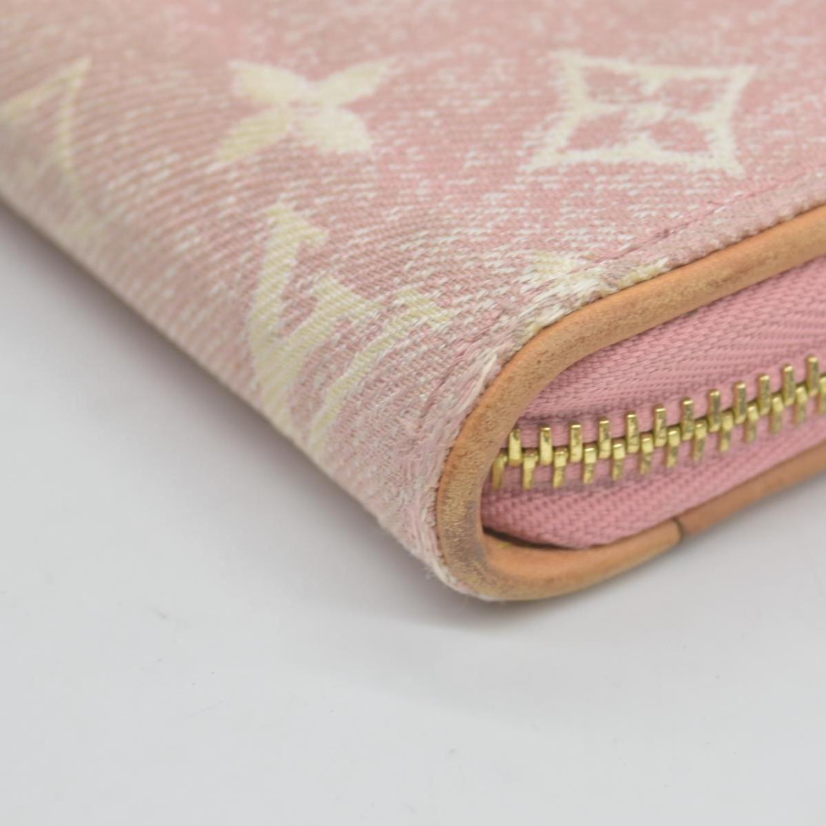 $1060 Louis Vuitton Denim Monogram Jacquard Zippy Wallet Pink