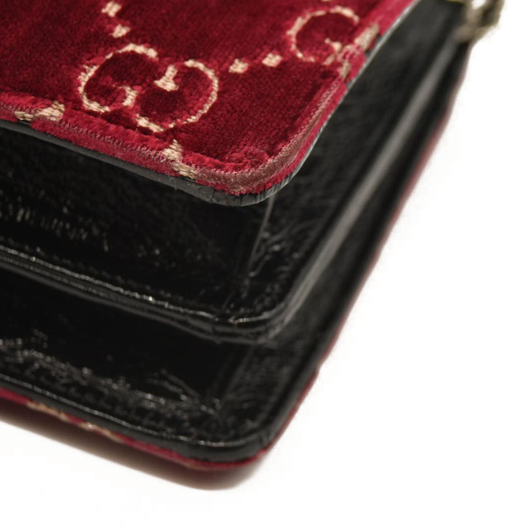 Gucci  Velvet Skipper Crystal GG Monogram Small Dionysus Shoulder Bag Red Cipria Black Black Diamond