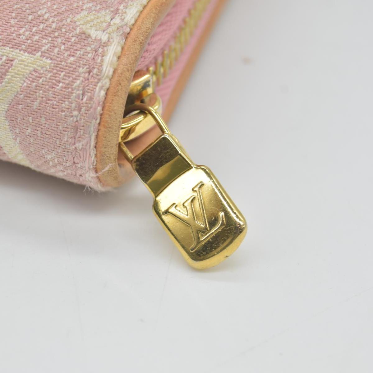 $1060 Louis Vuitton Denim Monogram Jacquard Zippy Wallet Pink
