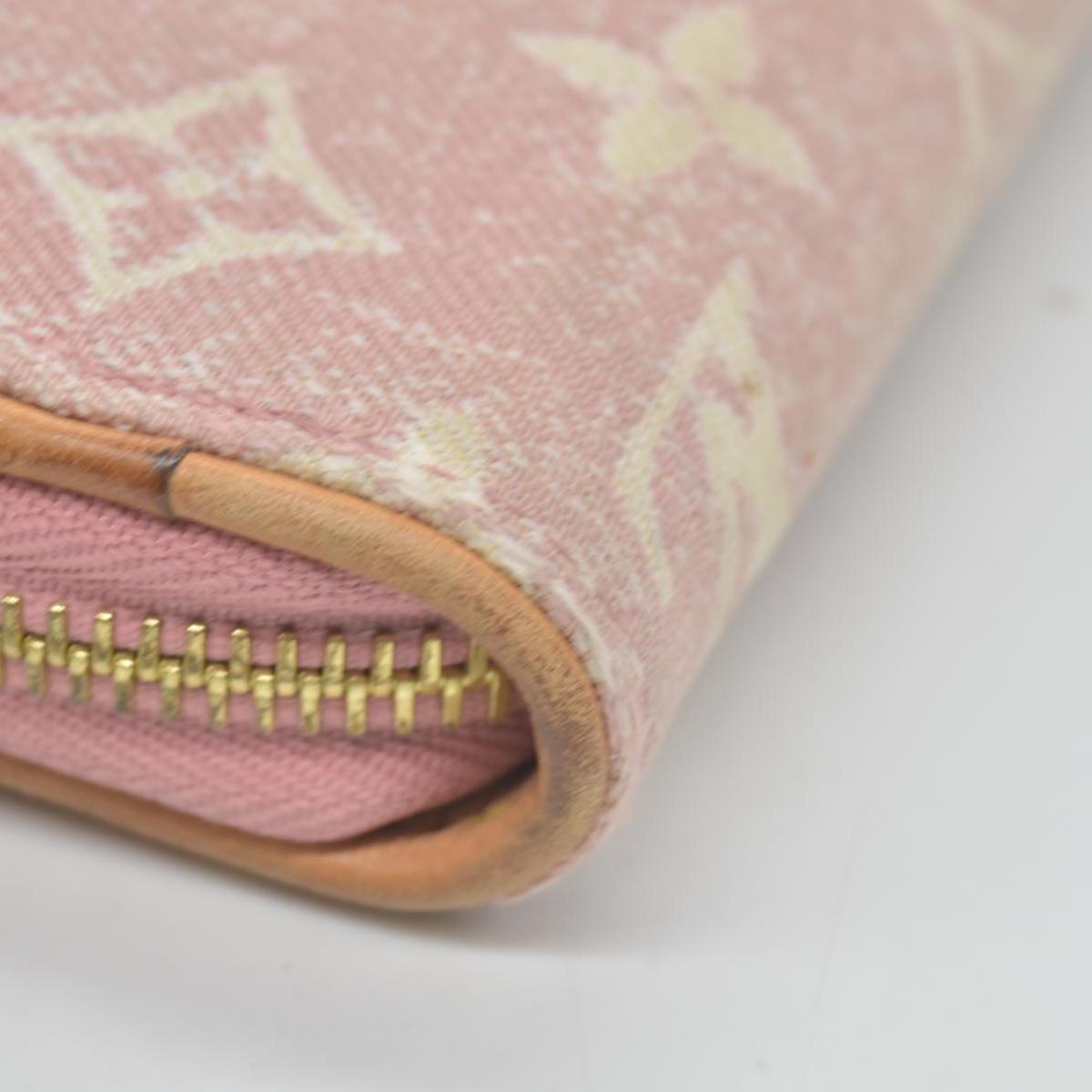 $1060 Louis Vuitton Denim Monogram Jacquard Zippy Wallet Pink