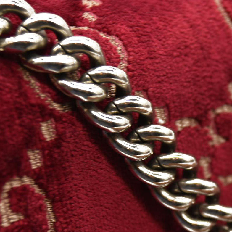 Gucci  Velvet Skipper Crystal GG Monogram Small Dionysus Shoulder Bag Red Cipria Black Black Diamond