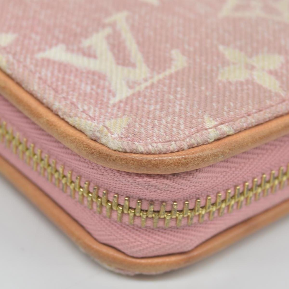 $1060 Louis Vuitton Denim Monogram Jacquard Zippy Wallet Pink