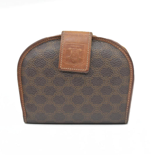 Celine Vintage Bifold Leather Brown Wallet Medium Folding Card Bill Horseshoe