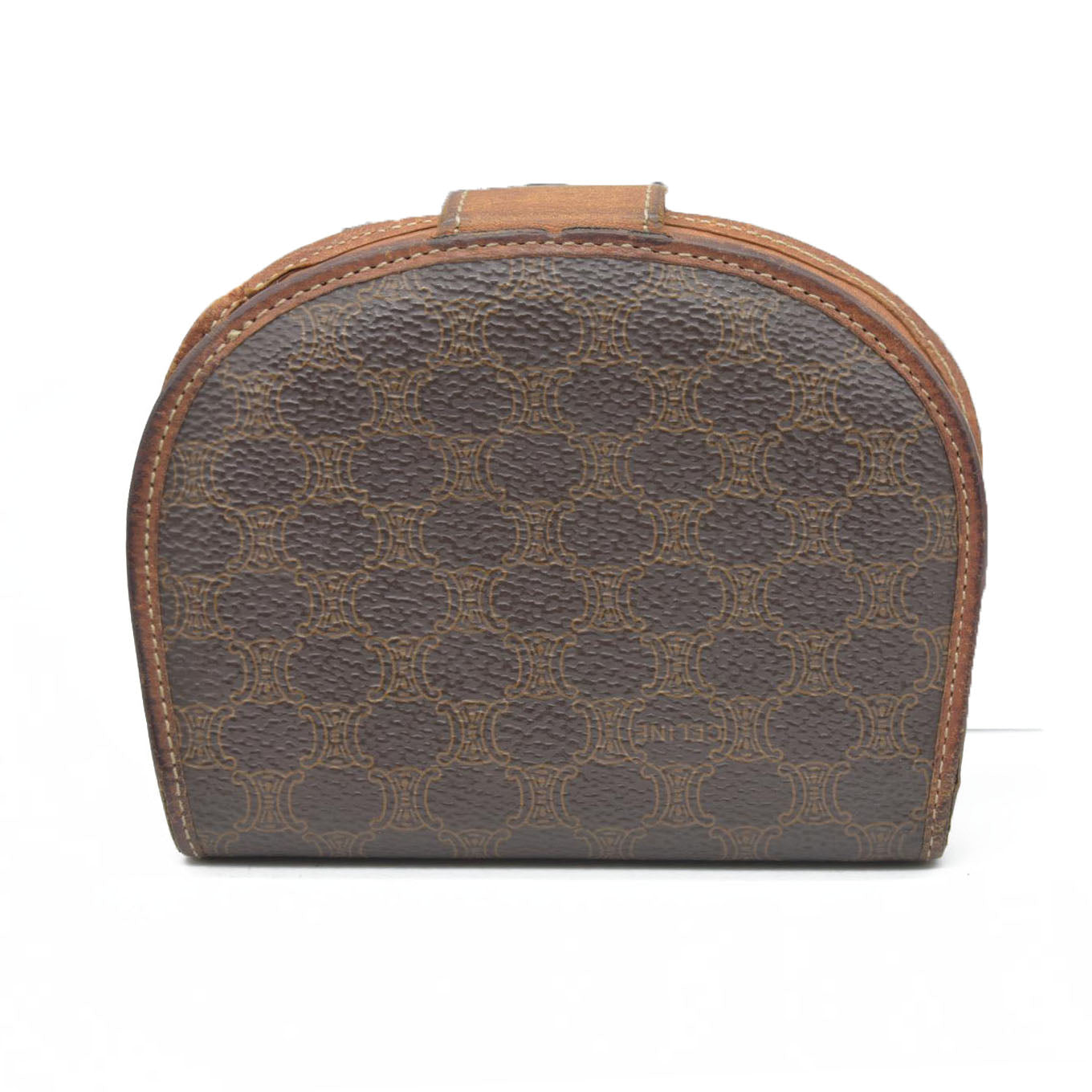 Celine Vintage Bifold Leather Brown Wallet Medium Folding Card Bill Horseshoe