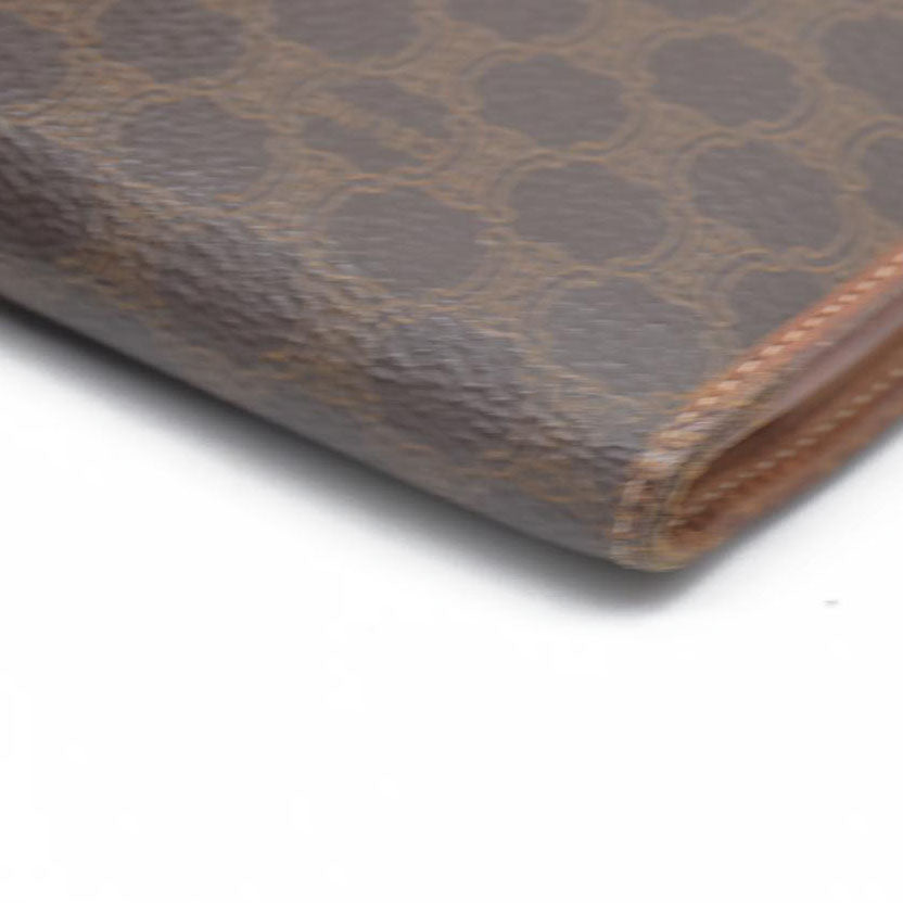 Celine Vintage Bifold Leather Brown Wallet Medium Folding Card Bill Horseshoe