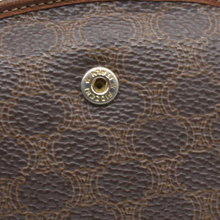 Celine Vintage Bifold Leather Brown Wallet Medium Folding Card Bill Horseshoe