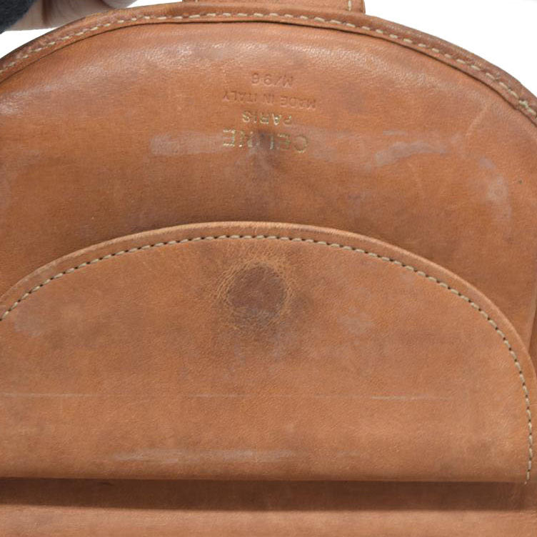 Celine Vintage Bifold Leather Brown Wallet Medium Folding Card Bill Horseshoe