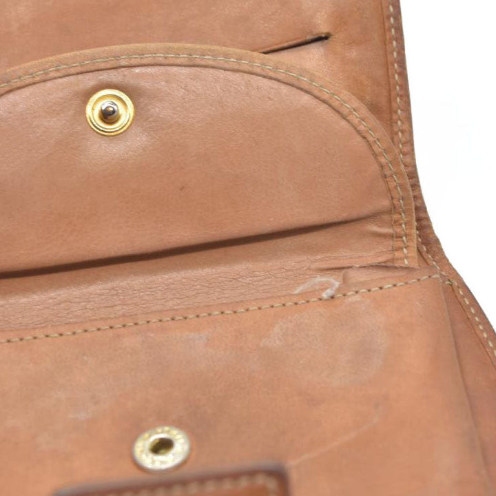 Celine Vintage Bifold Leather Brown Wallet Medium Folding Card Bill Horseshoe